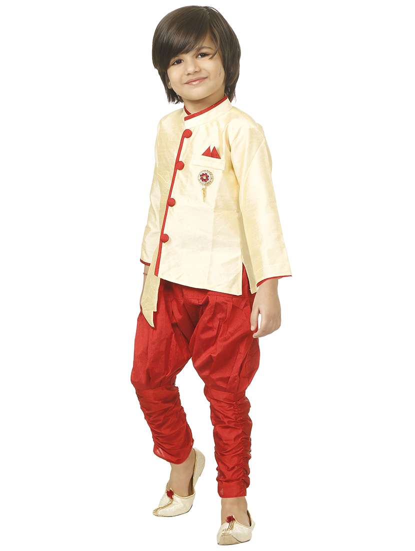 boys beige kurta pajama set  - 18606797 -  Zoom Image - 0