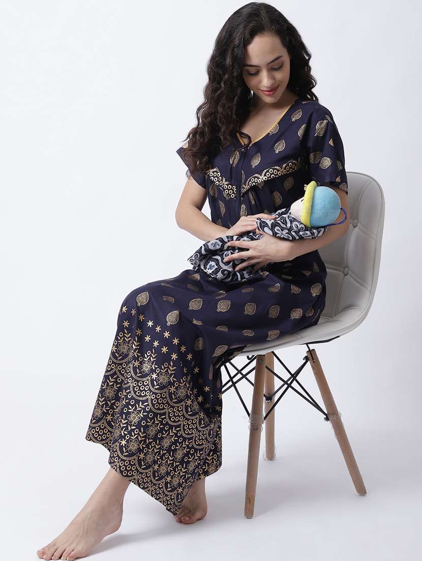 v-neck printed nighty  - 18607407 -  Standard Image - 3