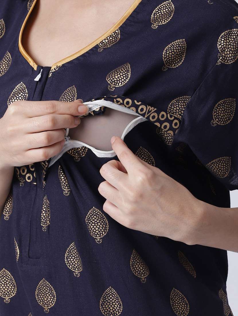 v-neck printed nighty  - 18607407 -  Standard Image - 5