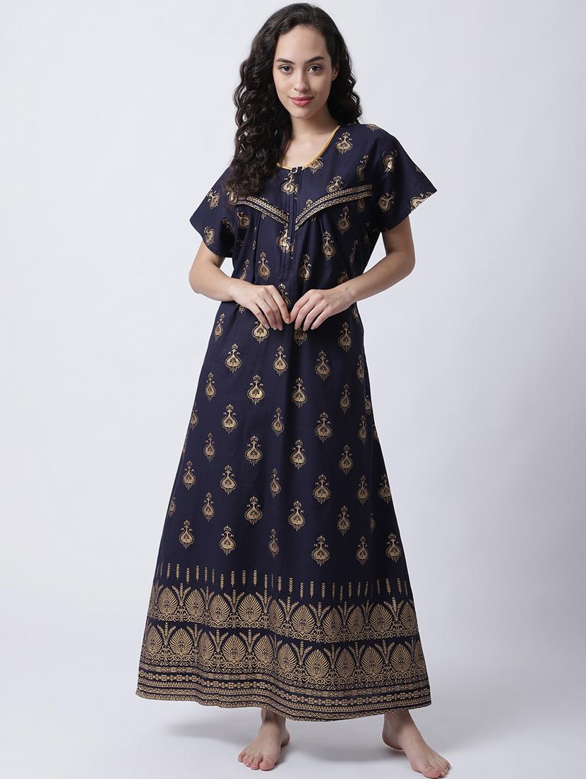 v-neck printed nighty - 18607408 - Zoom Image - 0