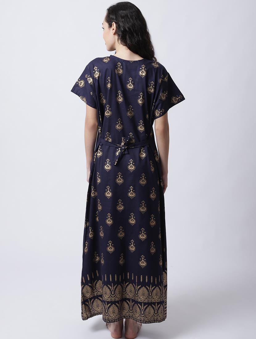 v-neck printed nighty - 18607422 - Standard Image - 3