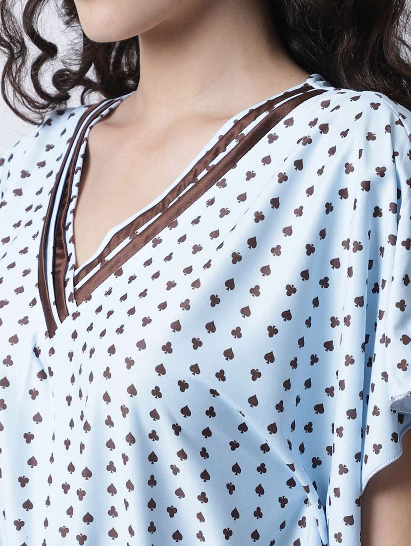 v-neck printed nighty  - 18607423 -  Standard Image - 5
