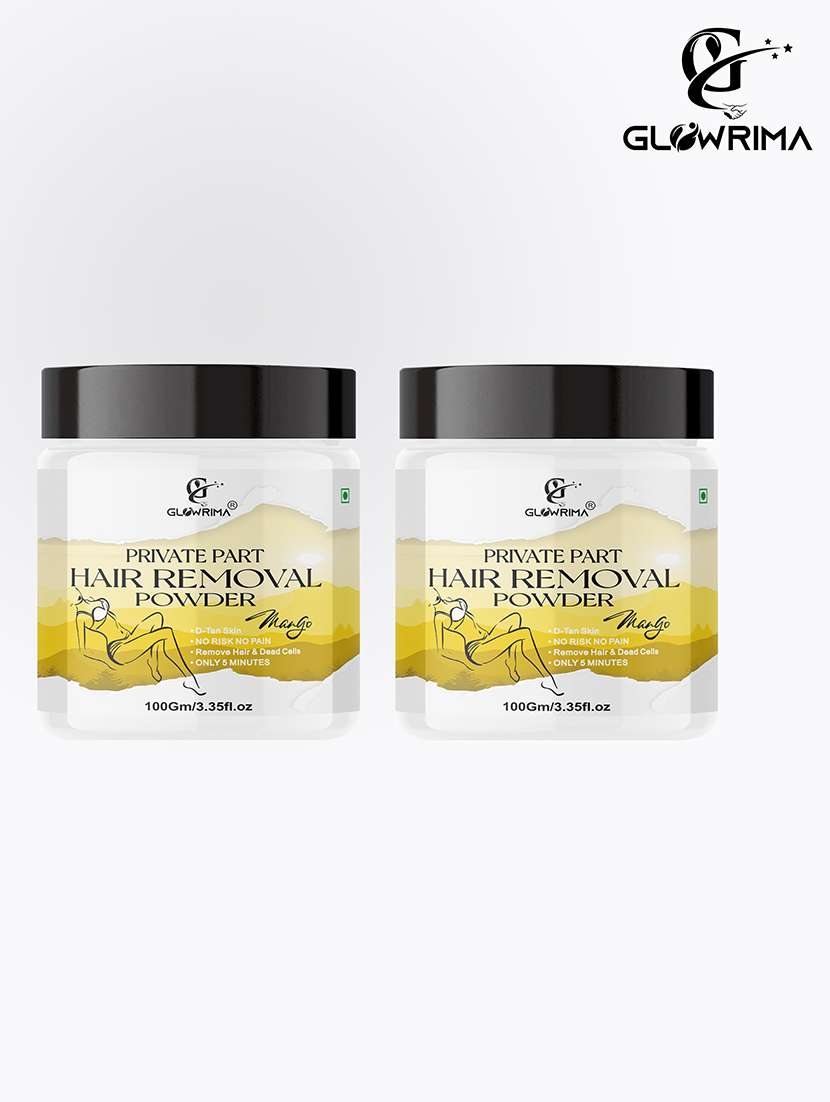 glowrima  private part hair removal powder (mango fragrance) specially designed for private areas (men & women) 200 gms