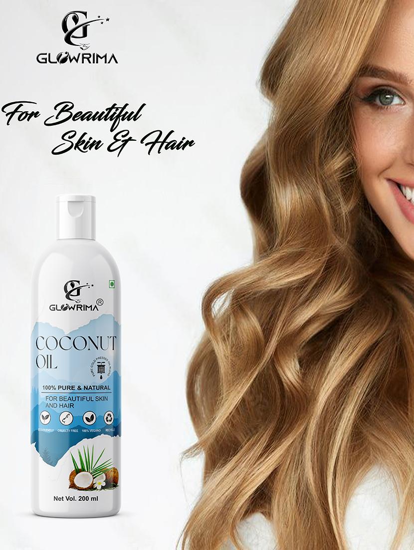 glowrima 100% pure & natural coconut oil for frizz free beautiful hair & skin 200ml (pack of 3) - 18608035 - Standard Image - 3