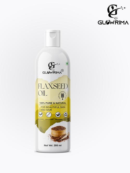 glowrima 100% pure & natural cold pressed flaxseed oil for skin & hair regrowth (solvent free) 200ml (pack of 1) - 18608036 -  Standard Image - 0