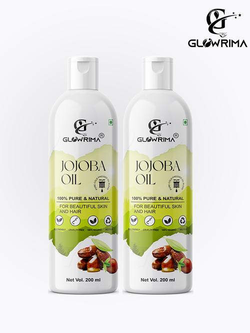 glowrima 100% pure & natural cold pressed jojoba oil for acne prone skin & hair conditioning 200ml (pack of 2) - 18608046 - Standard Image - 0