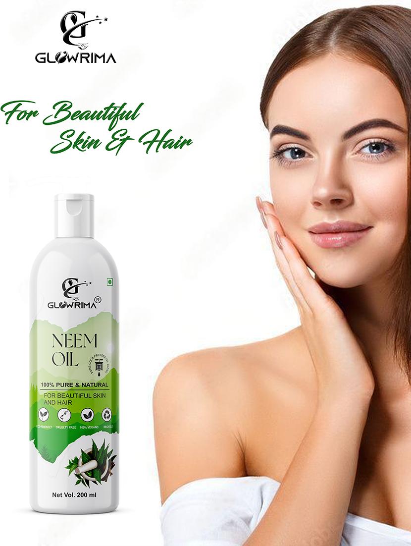 glowrima 100% pure & natural cold pressed & refined neem oil for flawlessly radiant skin & promotes shiny hair 200ml (pack of 2) - 18608052 - Standard Image - 3