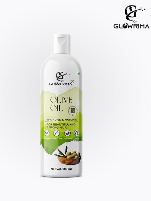 glowrima 100% pure & natural cold pressed olive oil for strengthens hair roots, reduces wrinkles & fine lines 200ml (pack of 1) - 18608054 -  Standard Image - 0
