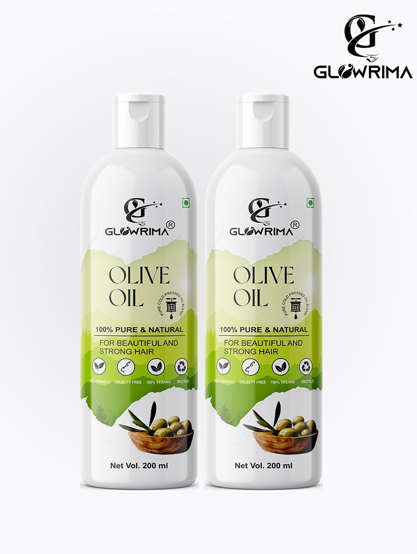 glowrima 100% pure & natural cold pressed olive oil for strengthens hair roots, reduces wrinkles & fine lines 200ml (pack of 2) - 18608055 - Zoom Image - 0