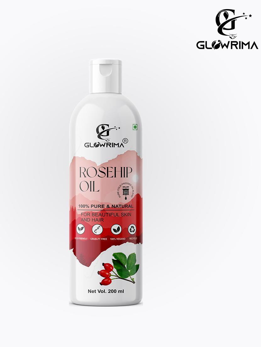 glowrima 100% pure & natural rosehip essential oil for face, hair & skin, reduces acne scars 200ml (pack of 1) - 18608063 - Zoom Image - 0