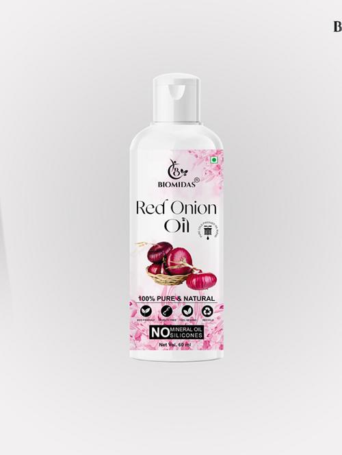biomidas 100% pure & natural red onion oil for healthy & shiny hair  growth & hair fall control 60ml (pack of 1) - 18608099 -  Standard Image - 0
