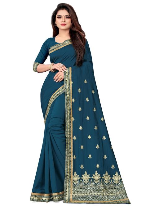 embroidered saree with blouse piece - 18613779 - Standard Image - 0