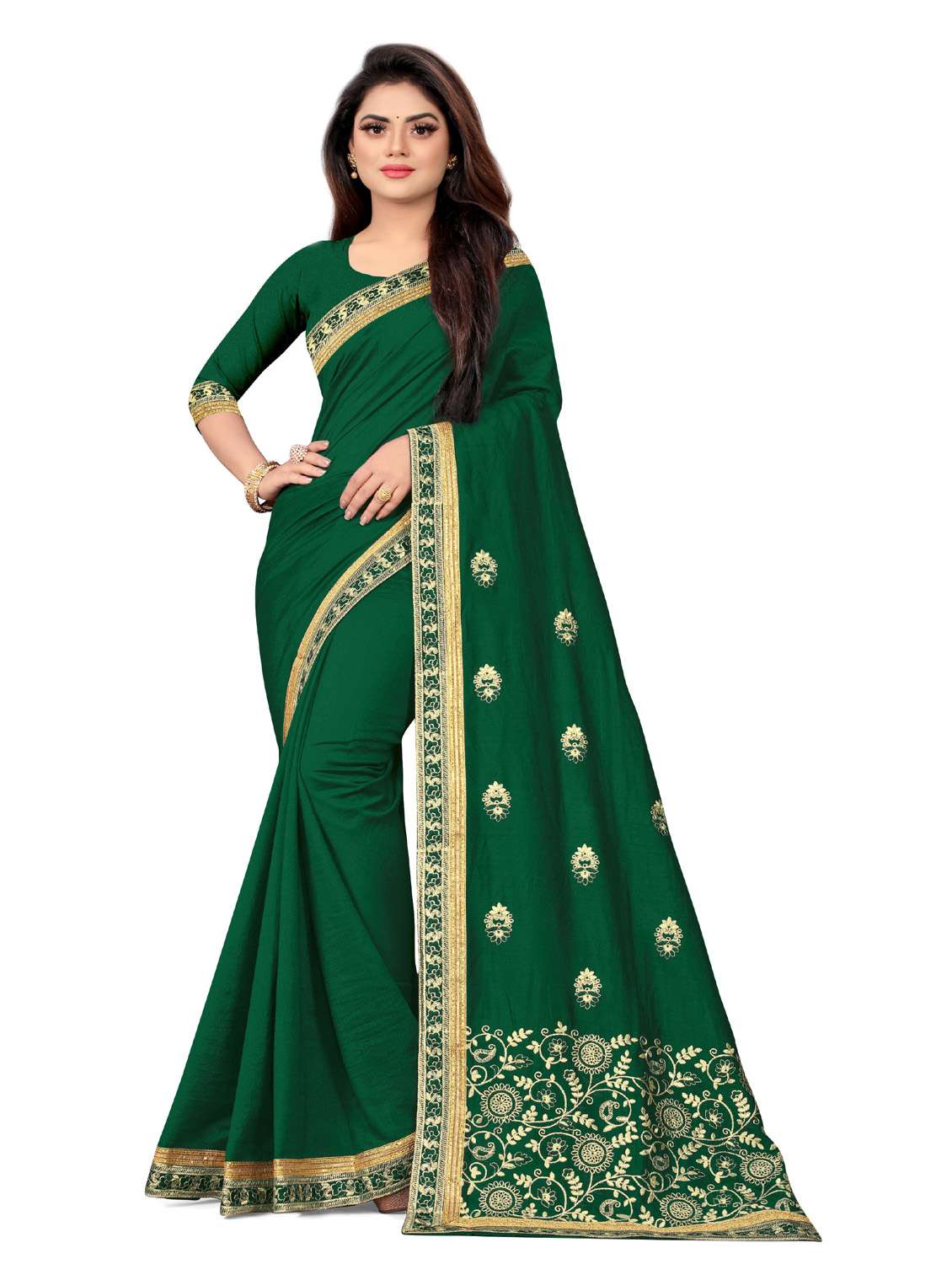 embroidered saree with blouse piece - 18613786 - Zoom Image - 0