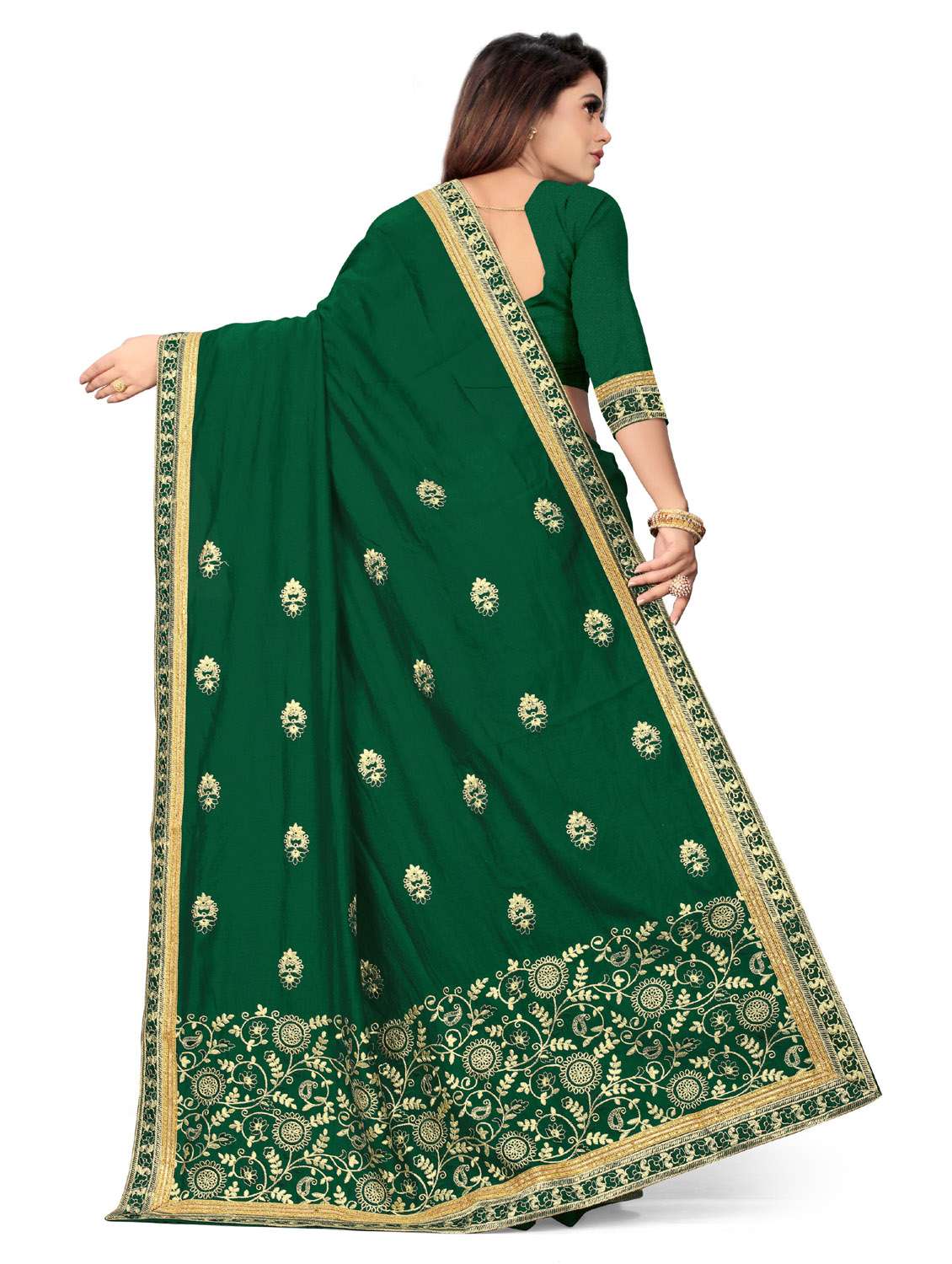 embroidered saree with blouse piece - 18613786 - Standard Image - 3