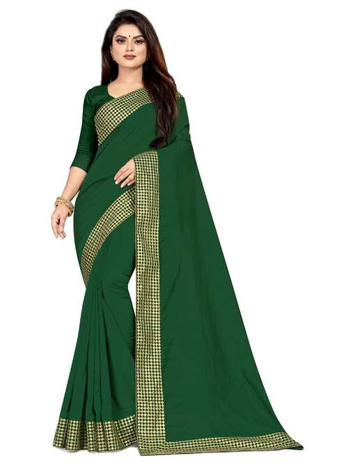 solid with bordered saree with blouse piece - 18613790 - Standard Image - 0
