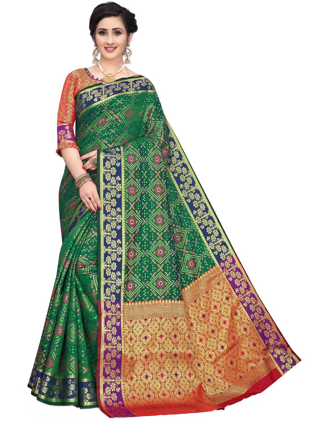 self design patola saree with blouse piece - 18613895 -  Zoom Image - 0