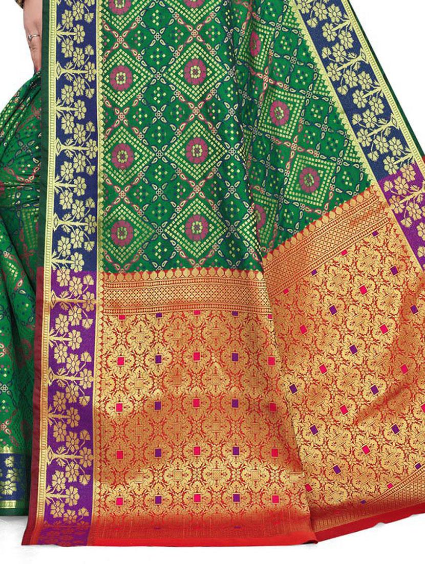 self design patola saree with blouse piece - 18613895 - Standard Image - 5