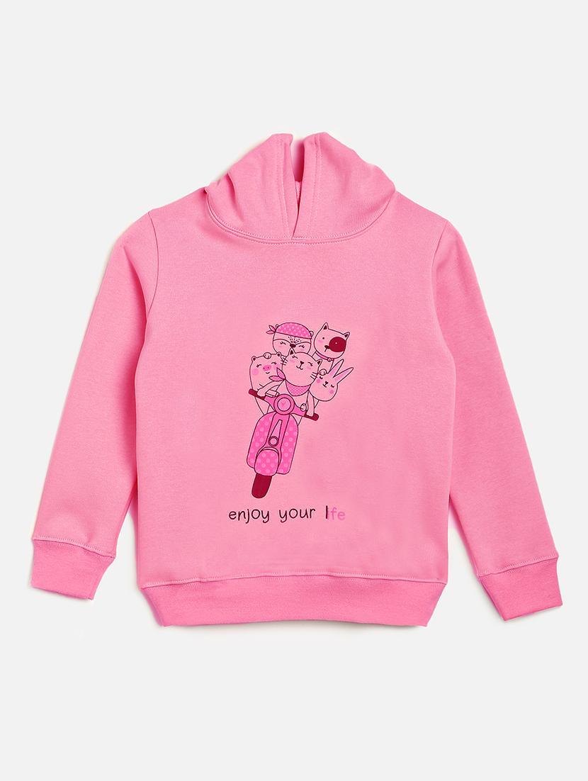 girls hooded printed sweatshirts - 18614253 - Zoom Image - 0