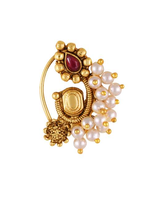 gold brass naath nose pin - 18614413 -  Standard Image - 0