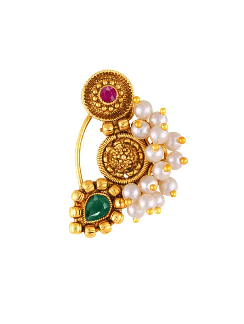 gold brass naath nose pin