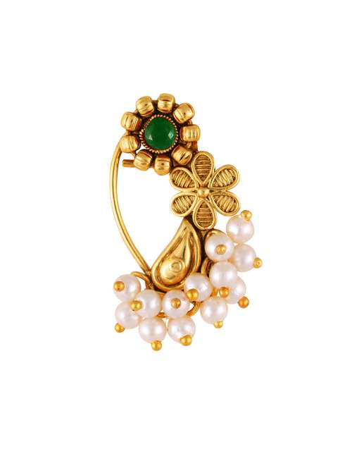 gold brass naath nose pin - 18614420 -  Standard Image - 0