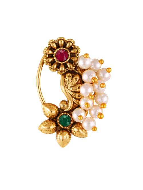 gold brass naath nose pin - 18614429 -  Standard Image - 0