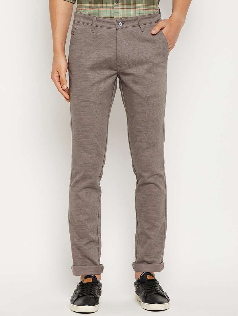 solid flat front casual trouser