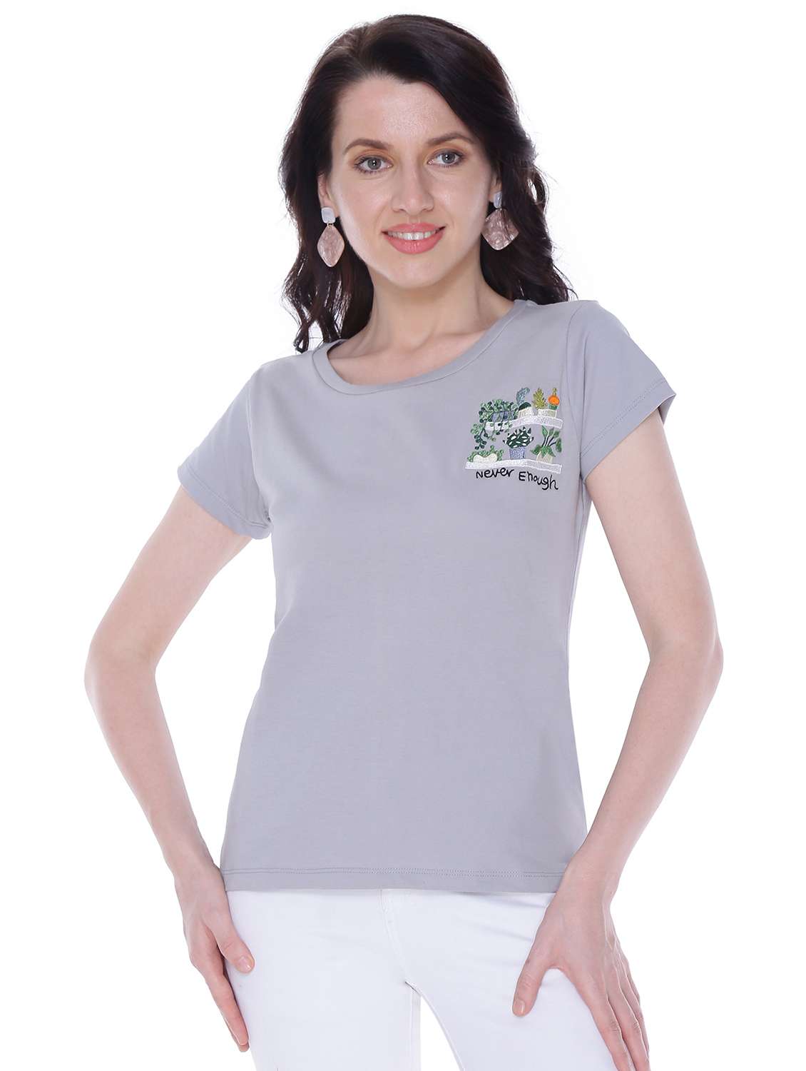 women's placement print round neck t-shirt