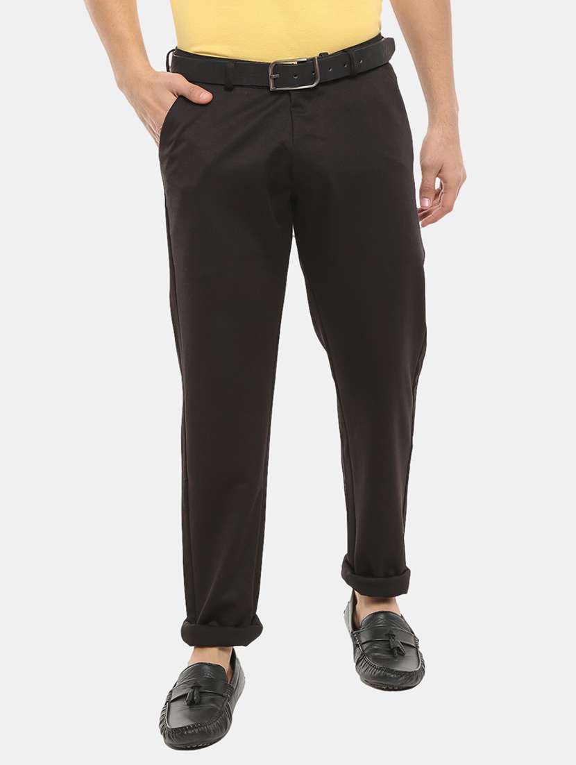 mid rise solid casual trouser