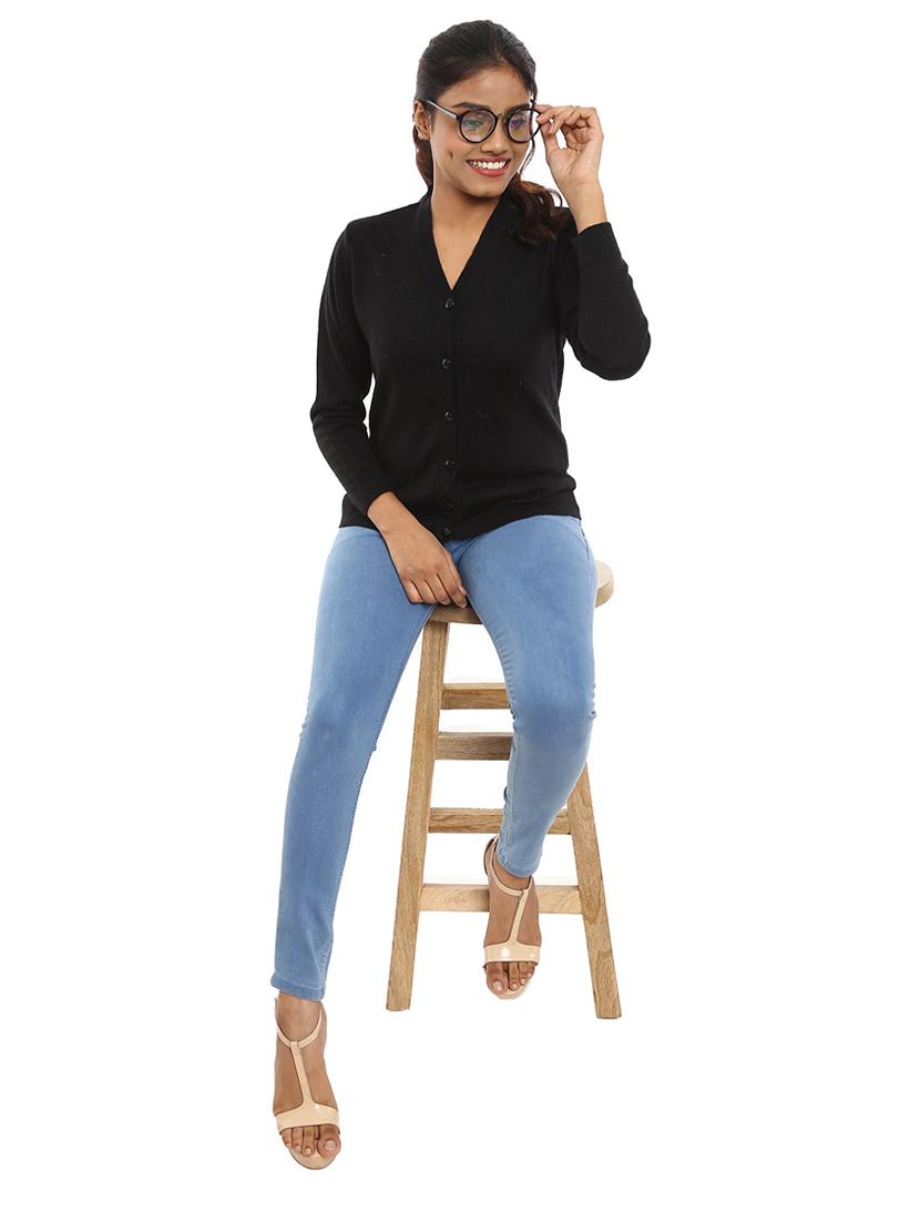 v-neck solid cardigan - 18616747 - Standard Image - 3