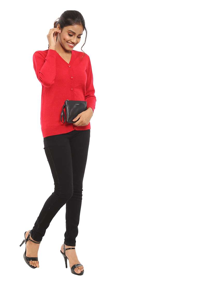 v-neck solid cardigan - 18616753 - Standard Image - 3