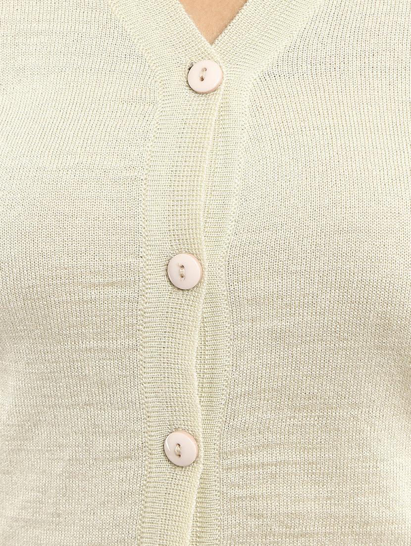 solid v neck cardigan - 18616760 - Standard Image - 5