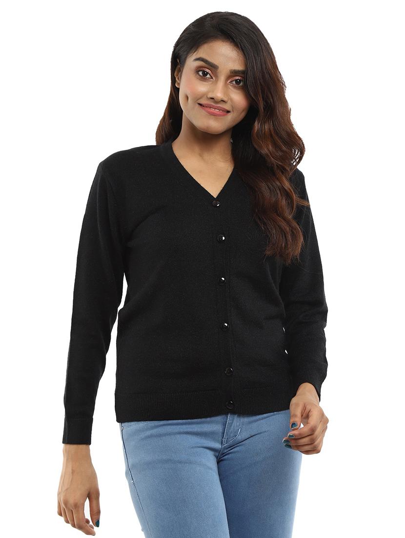 v-neck solid cardigan - 18616826 - Zoom Image - 0