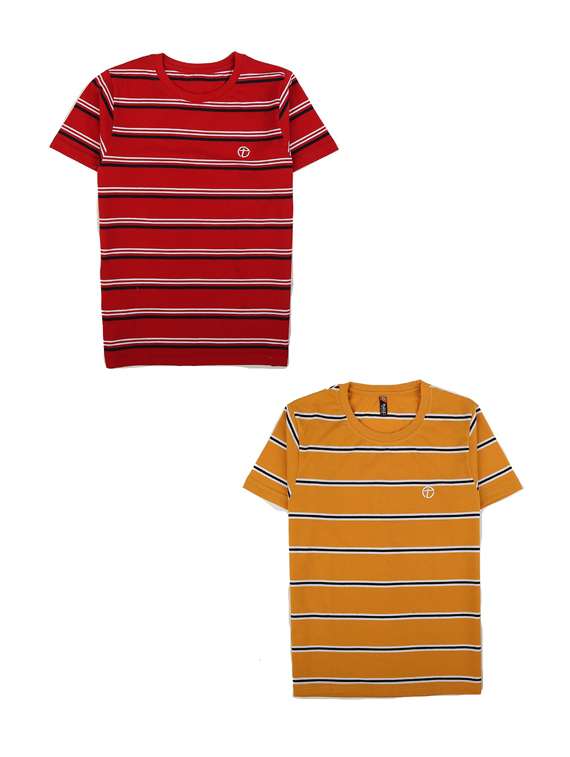 pack of 2 boys round neck striped t-shirt