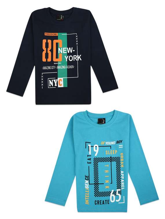 pack of 2 boys round neck printed t-shirt