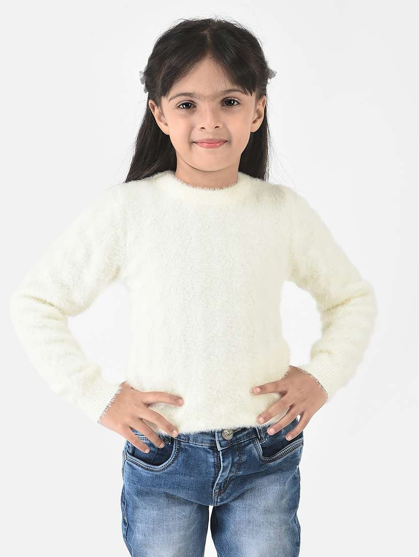 girls round neck self-designed regular sweater