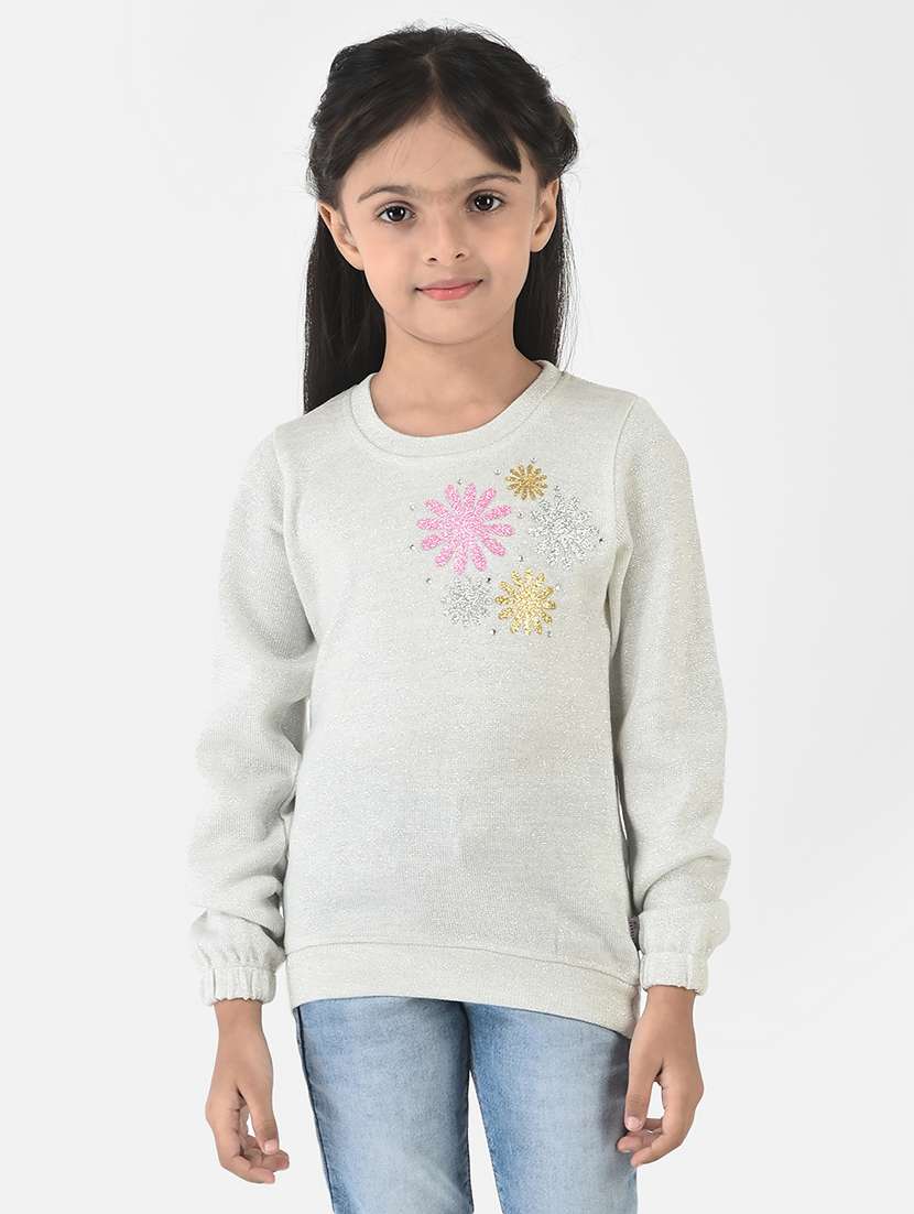 girls round neck self-designed regular sweater