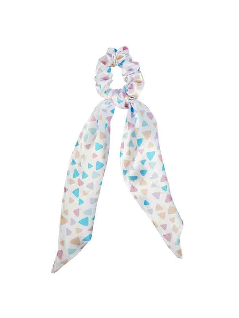 white printed scrunchies