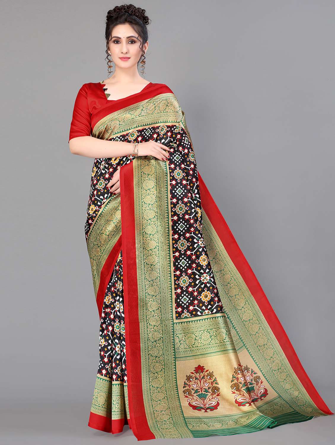 printed patola saree with blouse - 18627117 - Zoom Image - 0