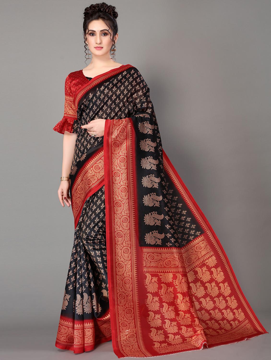 black silk blend mysore saree - 18627124 - Zoom Image - 0