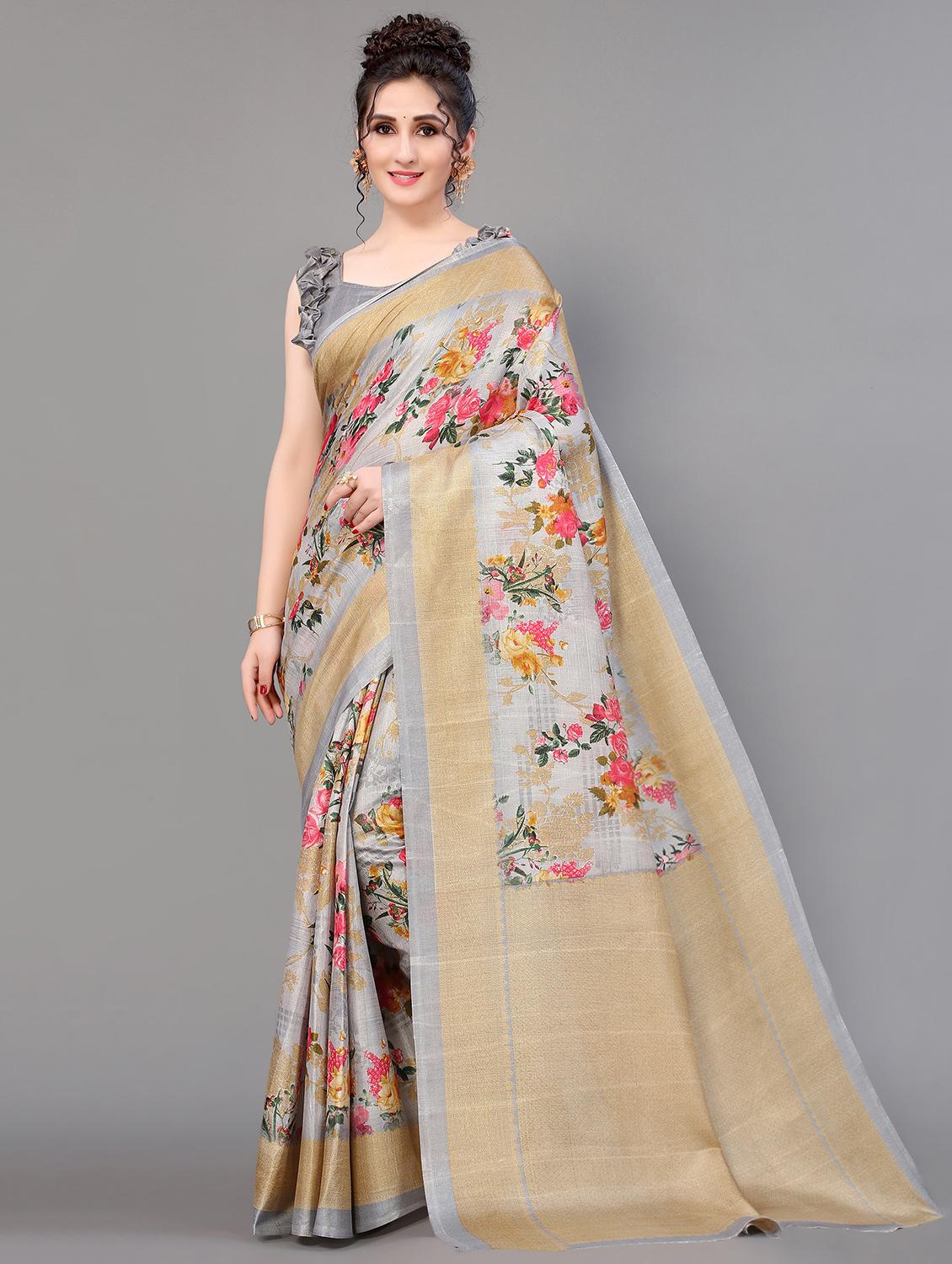 floral mysore silk saree with blouse - 18627148 -  Zoom Image - 0