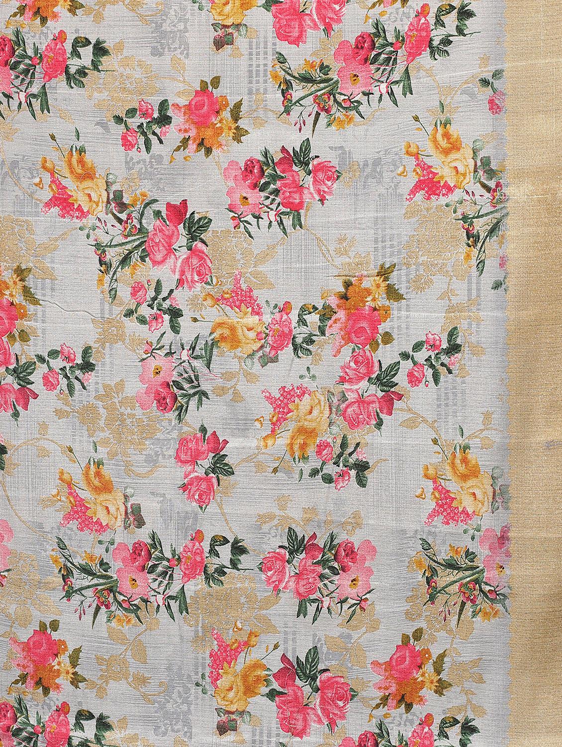 floral mysore silk saree with blouse - 18627148 - Standard Image - 3