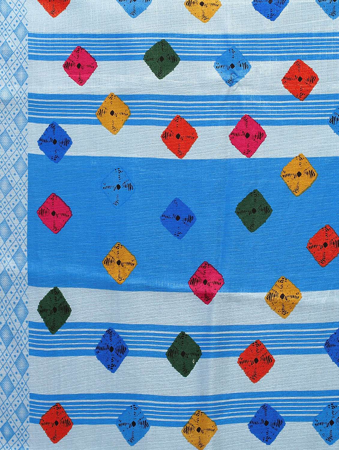 women's geometric light blue colored saree with blouse - 18627150 -  Standard Image - 3