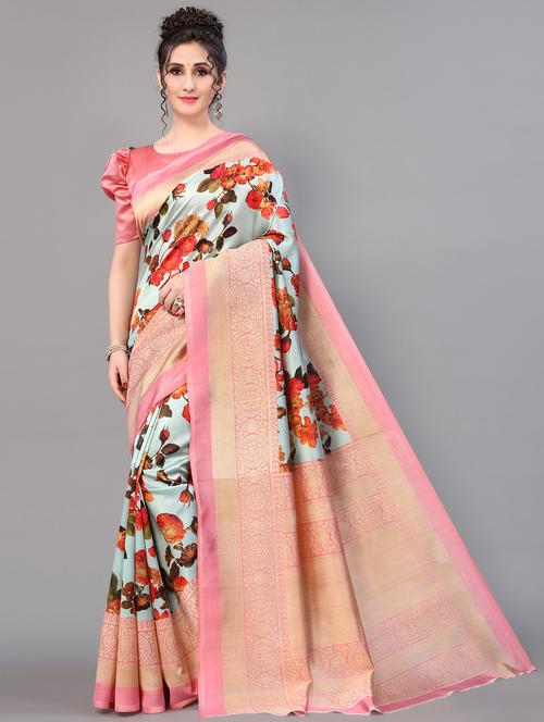 floral mysore silk saree with blouse - 18627158 - Standard Image - 0