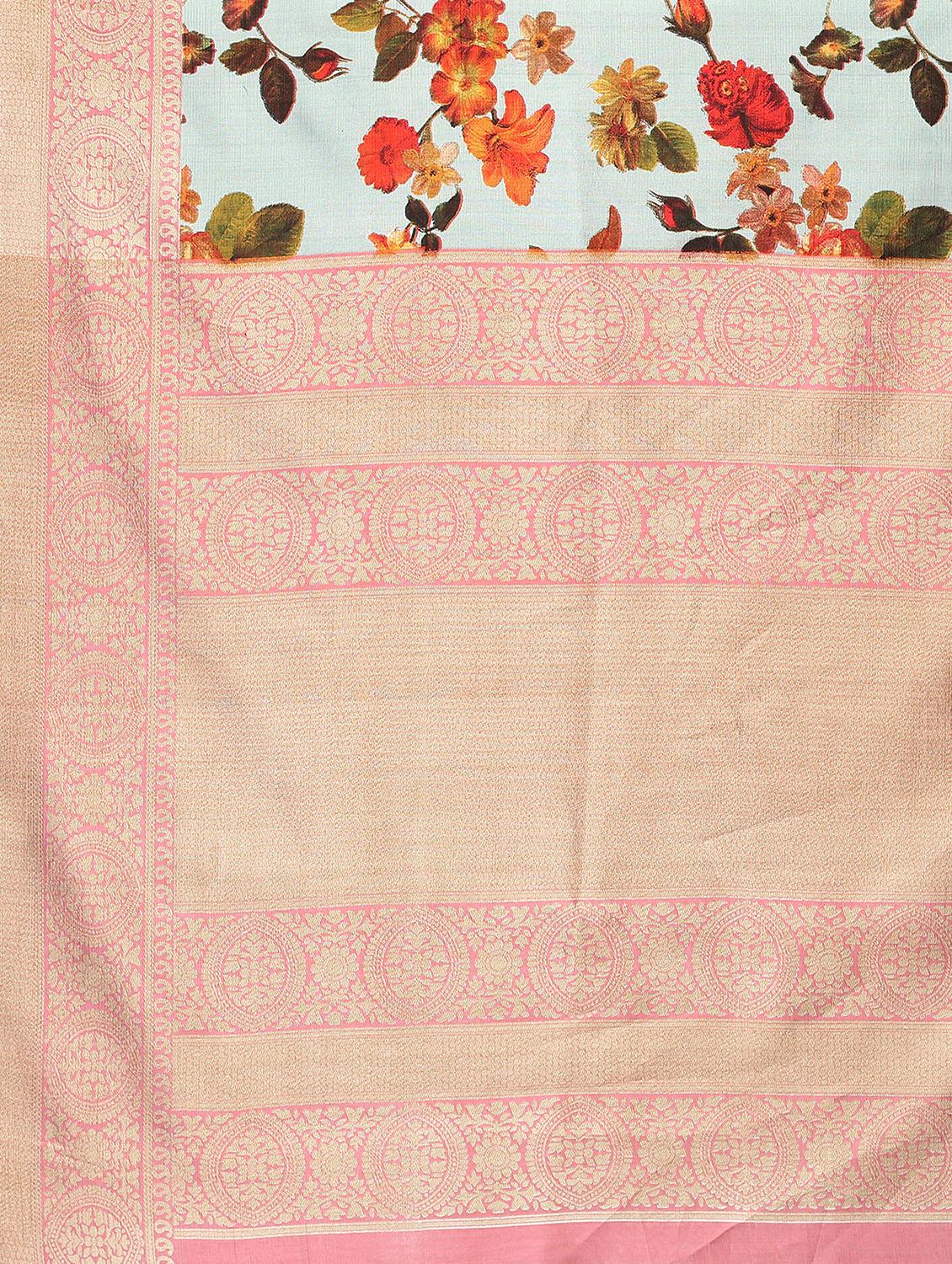 floral mysore silk saree with blouse - 18627158 - Standard Image - 3