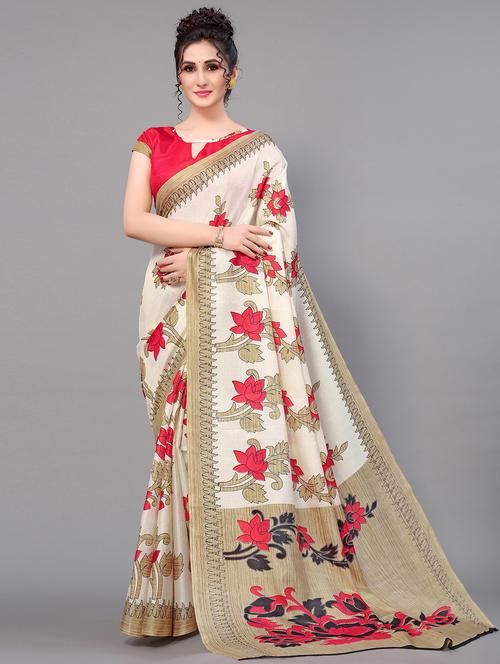 floral mysore silk saree with blouse - 18627183 - Standard Image - 0