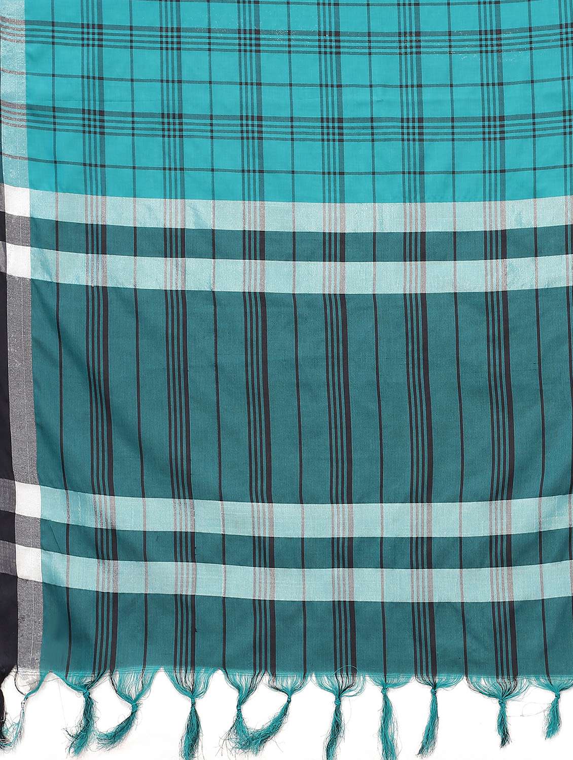 checkered handloom saree with blouse - 18627190 - Standard Image - 3