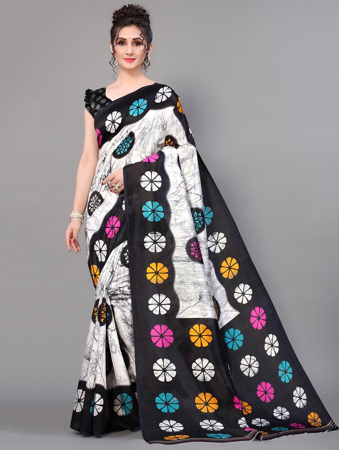 floral mysore silk saree with blouse - 18627196 - Zoom Image - 0