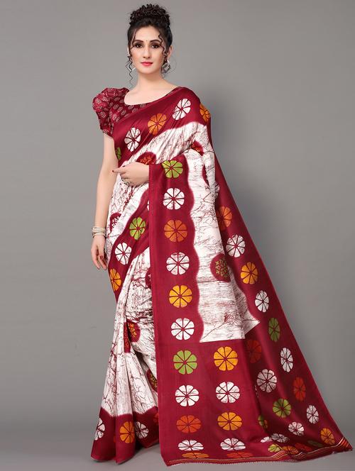 floral mysore silk saree with blouse - 18627198 - Standard Image - 0