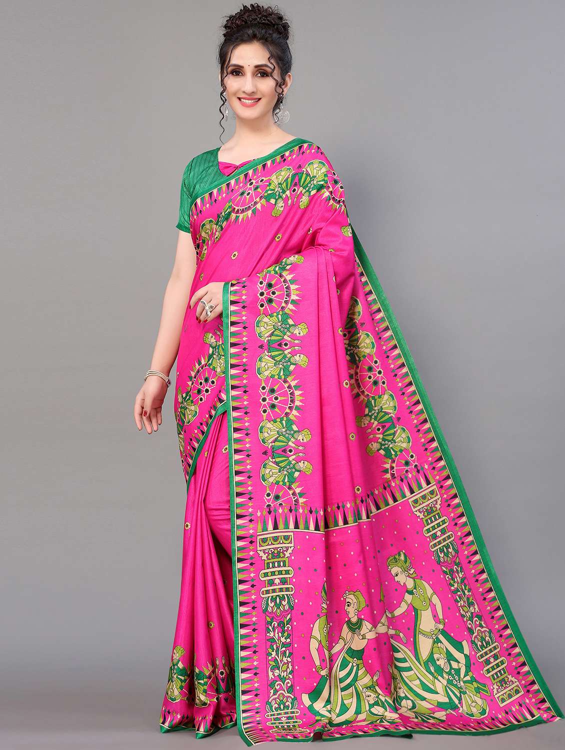 conversational print mysore silk saree with blouse - 18627223 -  Zoom Image - 0